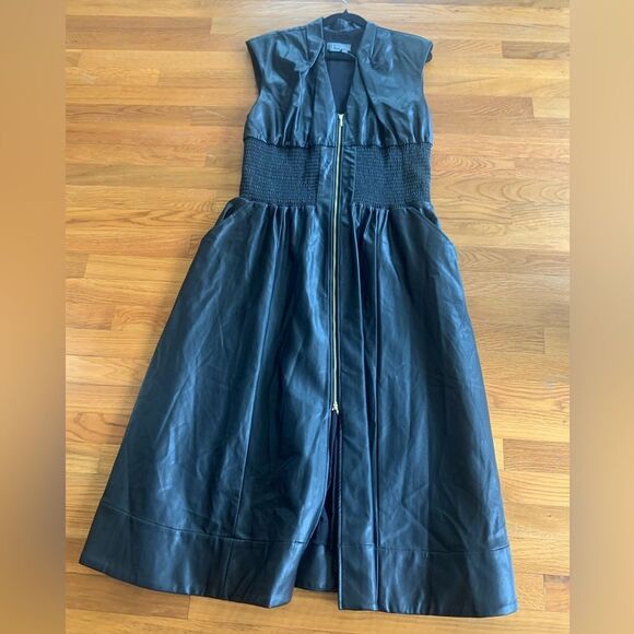 Anthropologie The Tommie Cap-Sleeve Smocked Front-Zip Shirt Dress - Picture 6 of 7